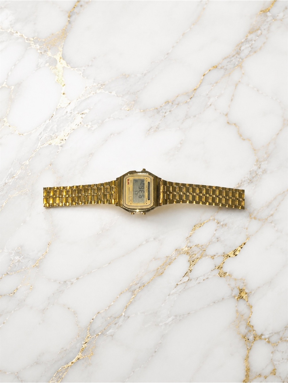 Vintage Styled Gold-Tone Digital Watch | Retro Square Face | Classic Everyday